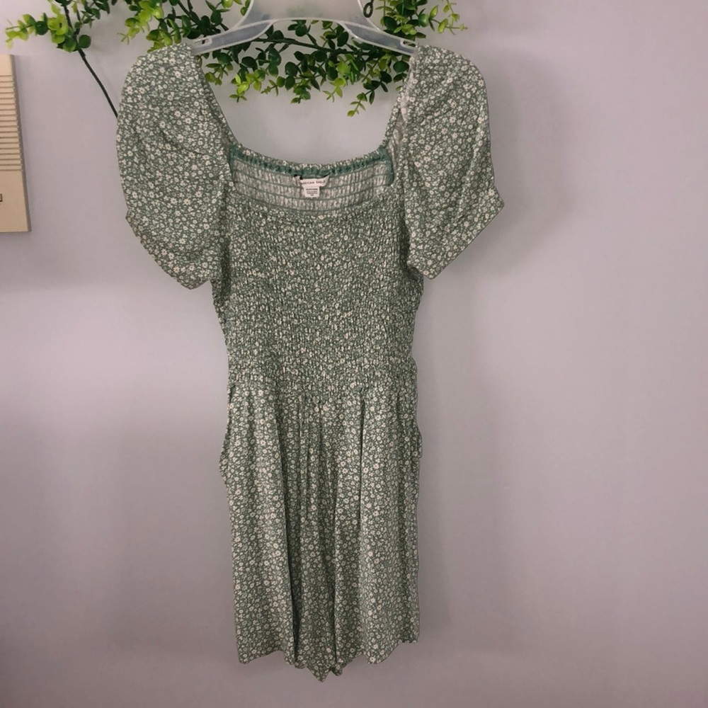 Green paisley print romper